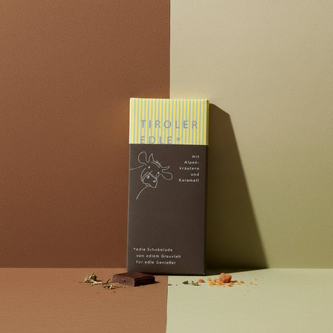 Edelbitterschokolade mit Alpenkräutern & Karamell - TIROLISH
